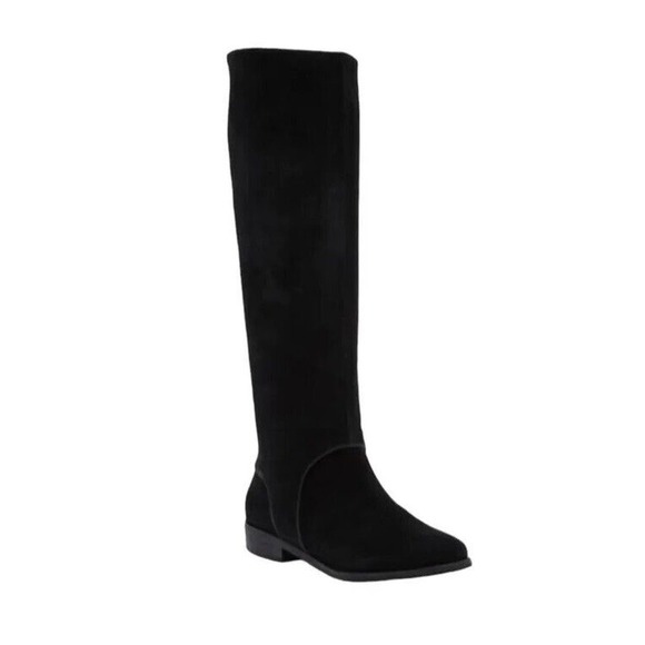 UGG Daley Women 7.5 Black Suede Knee High Tall Riding Boots Side Zip - Picture 1 of 7